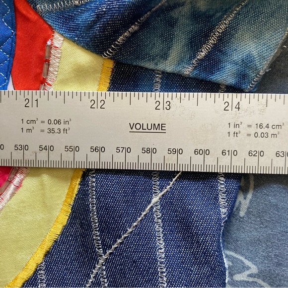 Drapers & Damon's Jean Jacket Women’s XL Multicolor 90s Abstract Floral Rainbow - Picture 6 of 8